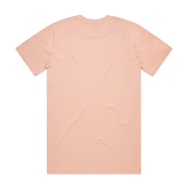 A peach-coloured T-shirt with a simple design, featuring a crew neck and short sleeves.