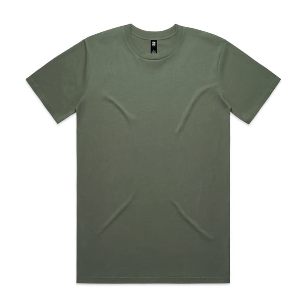 A classic olive green T-shirt with a crew neckline, featuring a logo at the neck.