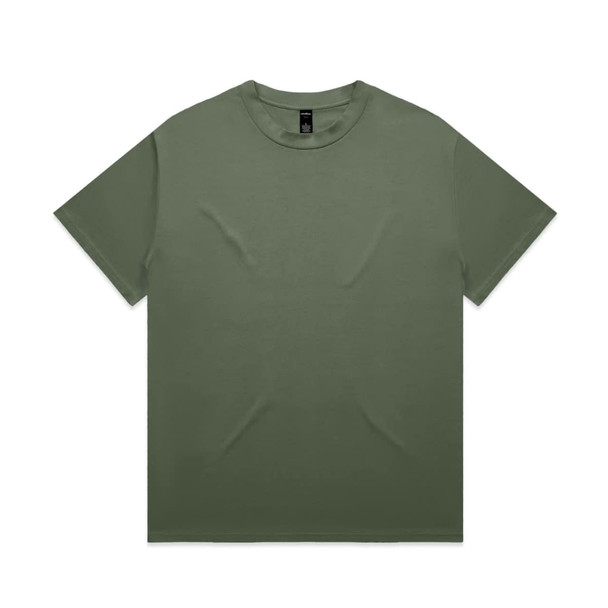 A green Heavy Tee T-shirt featuring a plain design and a logo at the neck.