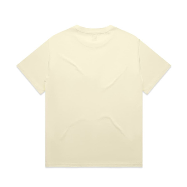 A plain, light cream heavy tee with a simple, unadorned back and a subtle texture.