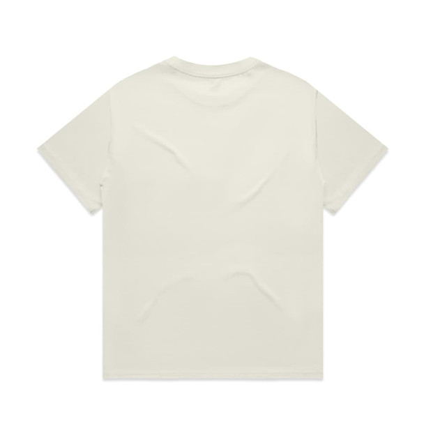 A plain cream Heavy Tee t-shirt featuring short sleeves and a simple design, with a logo present.