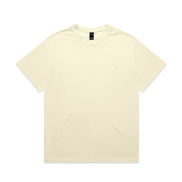 A cream-coloured heavy tee with a simple design and a logo at the neckline.