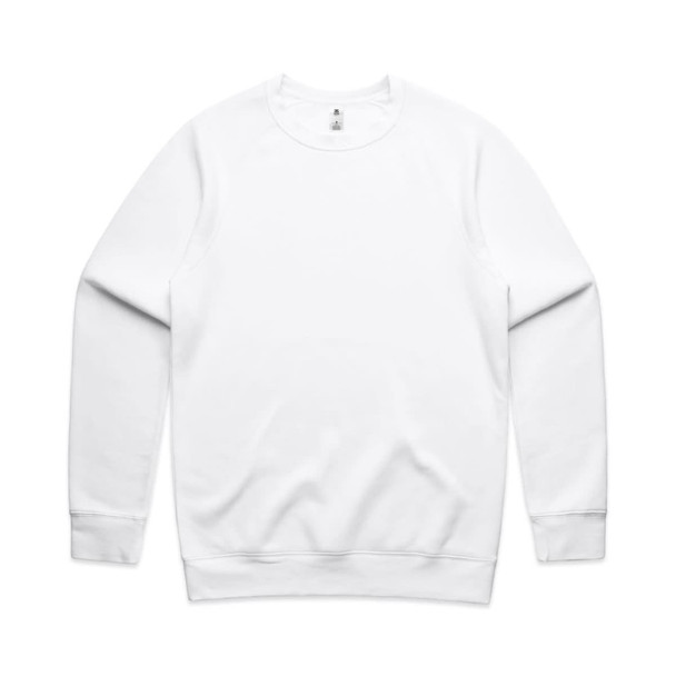 A white jumper with long sleeves and a round neck, featuring a branding logo on the inside. A white jumper with long sleeves and a round neck, featuring a branding logo on the inside.