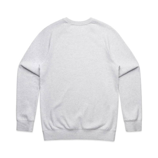 A grey jumper with a ribbed hem and cuffs, featuring a plain back design. Includes a logo. A grey jumper with a ribbed hem and cuffs, featuring a plain back design. Includes a logo.