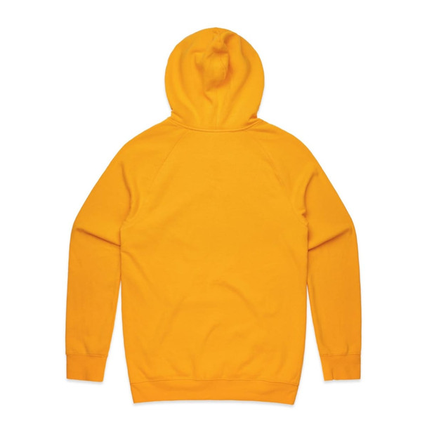 A yellow hoodie with a hood and long sleeves, featuring a plain design on the back.