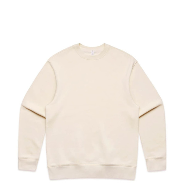 A cream-coloured sweater featuring long sleeves and a simple design, with a branding logo.