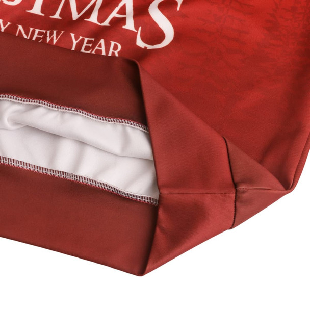 A red polyester spandex sweatshirt featuring a white inner lining and a logo, designed for Christmas and New Year.