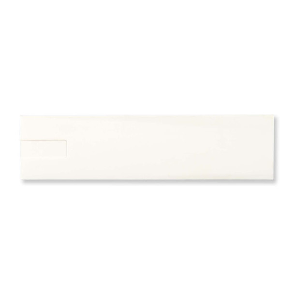 A sleek white pen case featuring a minimalist design and a small opening. It includes a branding logo.