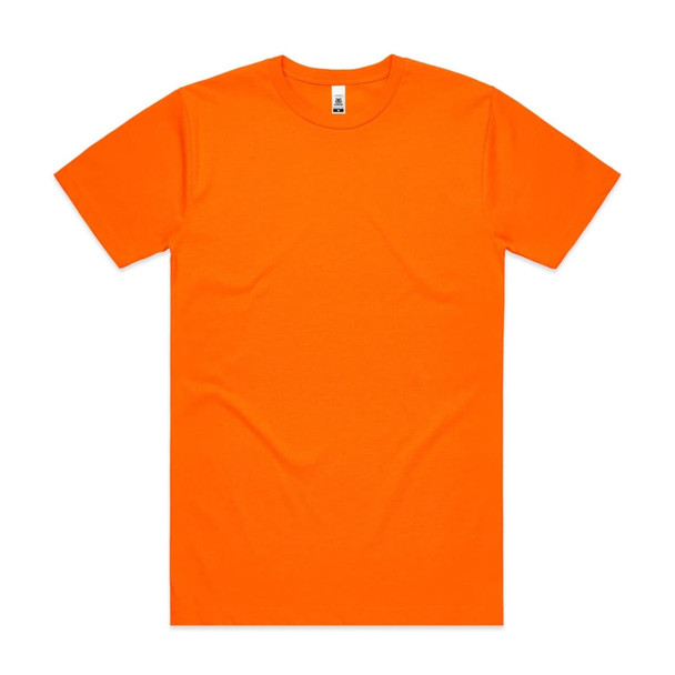 An orange work t-shirt featuring a logo, designed for safety and visibility.