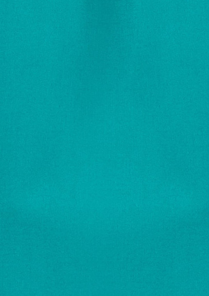 A plain tunic in a vibrant teal colour, featuring a simple design with a logo.