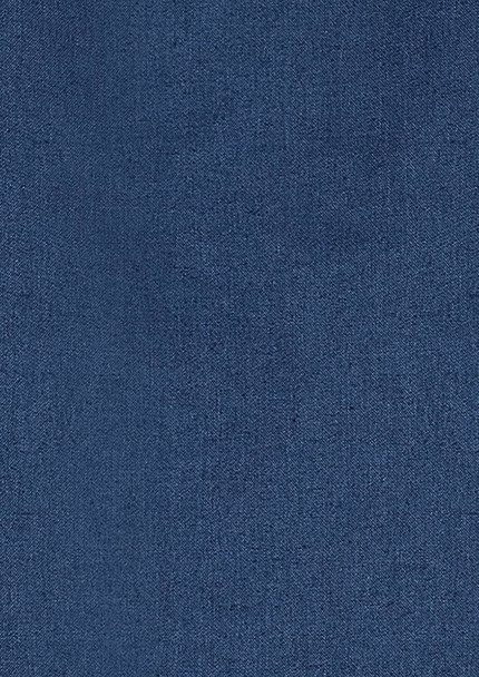 A dark blue fabric with a smooth texture, suitable for button-up shirts. Features a logo.