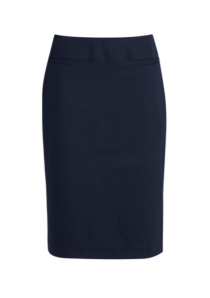 A navy blue lined skirt with a relaxed fit and a smooth finish, featuring a simple waistband and no visible logos.