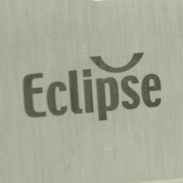 A close-up of a metallic surface featuring the word "Eclipse" in a modern font. The background is brushed aluminium. A close-up of a metallic surface featuring the word "Eclipse" in a modern font. The background is brushed aluminium.