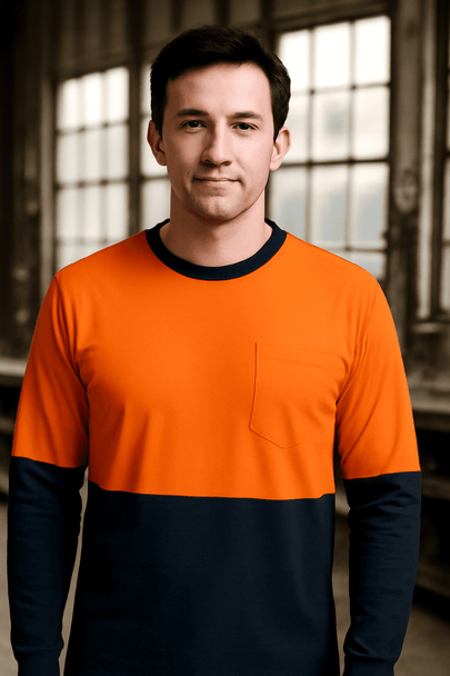 Hi Vis L/S Crew Neck Cotton T-shirt