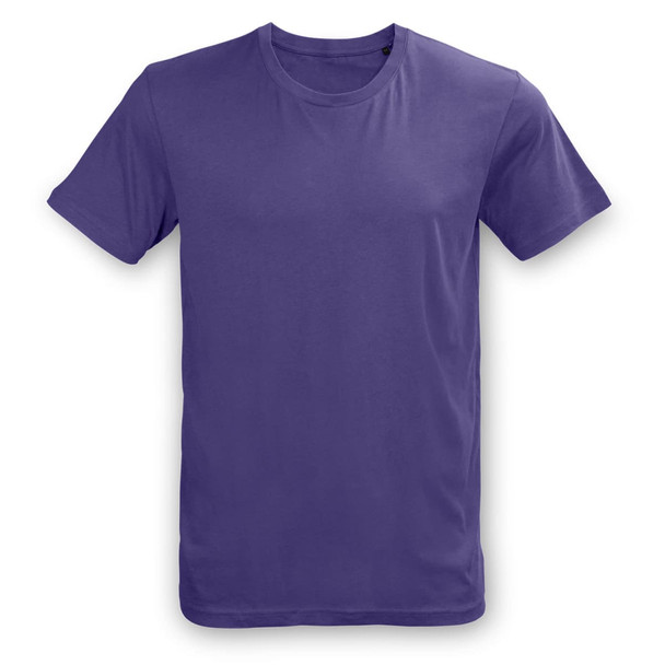 A unisex TRENDSWEAR Element t-shirt in a solid purple colour, featuring a simple design and a logo. A unisex TRENDSWEAR Element t-shirt in a solid purple colour, featuring a simple design and a logo.