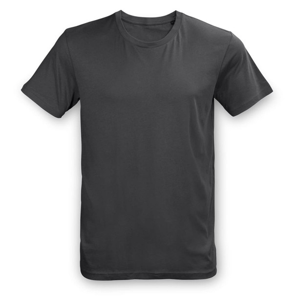 A unisex TRENDSWEAR Element T-shirt in dark grey with a simple crew neckline and short sleeves. A unisex TRENDSWEAR Element T-shirt in dark grey with a simple crew neckline and short sleeves.