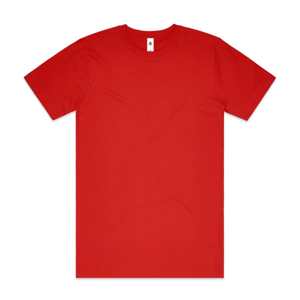 A red Block Tee with a simple design and a discreet logo on the label.