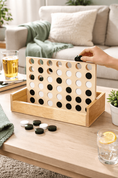 NATURA Quattro Wooden Four-in-a-Row Game
