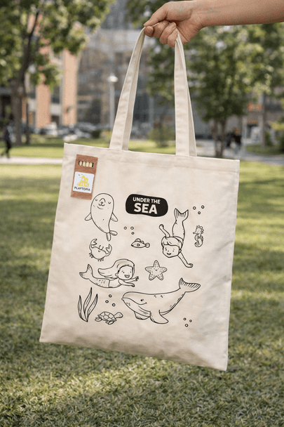 Colouring Short Handle Cotton Bag & Pencils