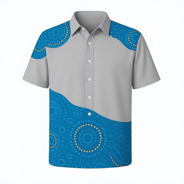 A polo with aboriginal design.
