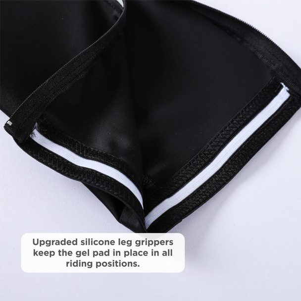 Men's black sublimated cycling tights featuring upgraded silicone leg grippers for secure fit, with a white lining.