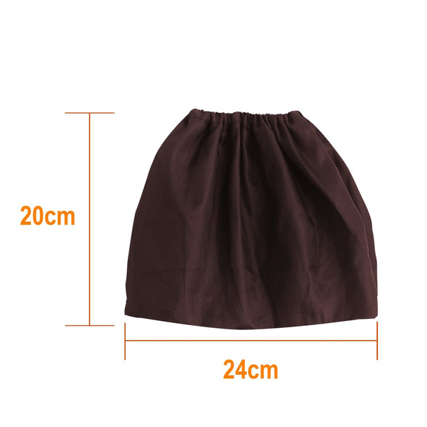 A brown waterproof boot cover with a gathered top, measuring 20cm in height and 24cm in width.