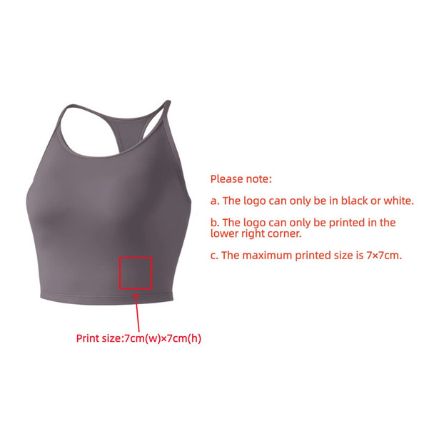 A grey women's seamless thin-strap racerback LYCRA yoga bra tank with a logo on the lower right corner.