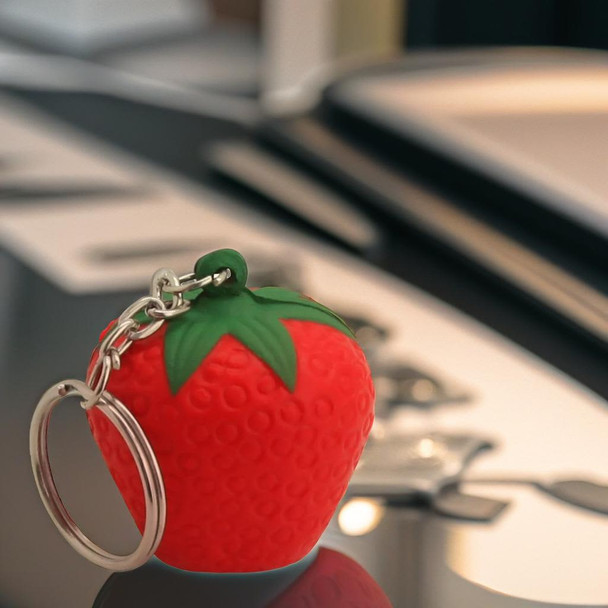 Stress Strawberry Key Ring