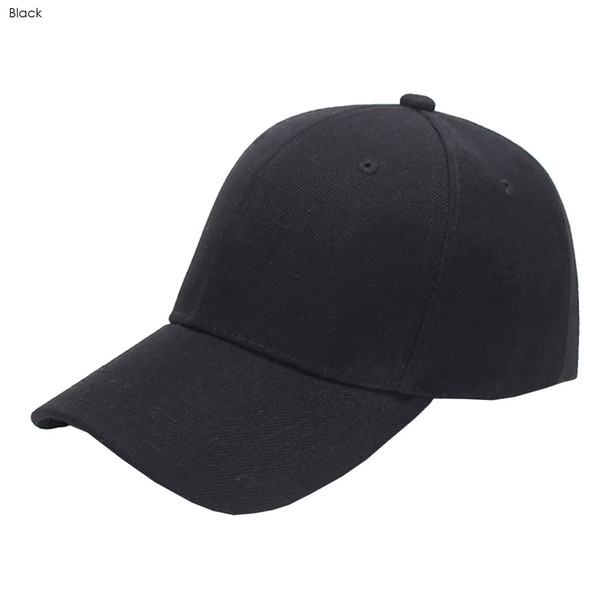 A black heavy acrylic cap with a six-panel design and a curved brim, featuring a logo.