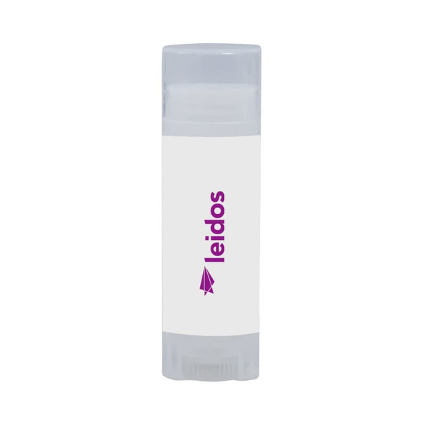 Coconut lip balm in a clear tube with a white label and purple branding.