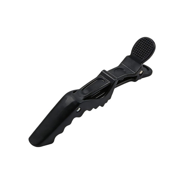 A black anti-slip positioning alligator clip with a textured grip and a secure closure mechanism.