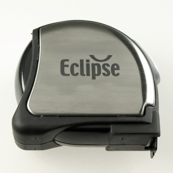 A professional 5 metre tape measure in black and silver with a logo.