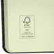 A bound journal with a black cover and cream-coloured pages, featuring an FSC certification logo.