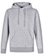 A grey adult's hoodie with a close front, contrast detailing, and a kangaroo pocket. Features a logo.