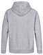 A grey men's fleecy hoodie featuring a hood and a logo. The back is designed with raglan sleeves.