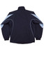 A track jacket in navy blue with light blue accents and a logo. Features a full zip and elastic cuffs.