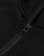 A close-up of a black half-zip collar fleecy jumper featuring a smooth zipper and soft fabric texture.