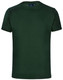 A green unisex cotton t-shirt with a classic crew neck and short sleeves. It features a logo on the label.