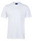 A plain white unisex cotton t-shirt with short sleeves and a simple design. It features a tag inside the collar.