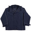 A navy men's 3-in-1 jacket with a zip-off hood and contrasting piping. The jacket features a logo on it.