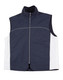 A navy and white men's 3-in-1 jacket featuring a zip front and raised collar. It has a logo on the front.