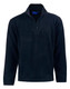 A black half zip polar fleece pullover with long sleeves and a front zip. It features a logo on the chest.