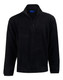 A black adult's half zip polar fleece pullover with long sleeves and a zippered neck, featuring a logo.