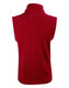 A red adult's polar fleece vest with a high collar, featuring an understated design and no sleeves.