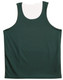 A green adults' basketball singlet with a mesh design and a white interior. It features a logo on the front.