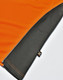 An orange and grey polo shirt featuring a logo on the hem. The fabric is breathable and vented.