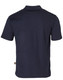 A navy blue short-sleeved polo shirt with a logo on the side. The back view features a classic collar design.