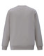 A grey crew fleece jumper with a simple design and ribbed cuffs. It features a logo on the back.