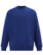 A blue crew fleece sweatshirt featuring long sleeves and a crew neckline, with a logo on the front.