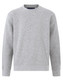 A grey crewneck fleece jumper featuring long sleeves and a simple design. It has a branding logo.